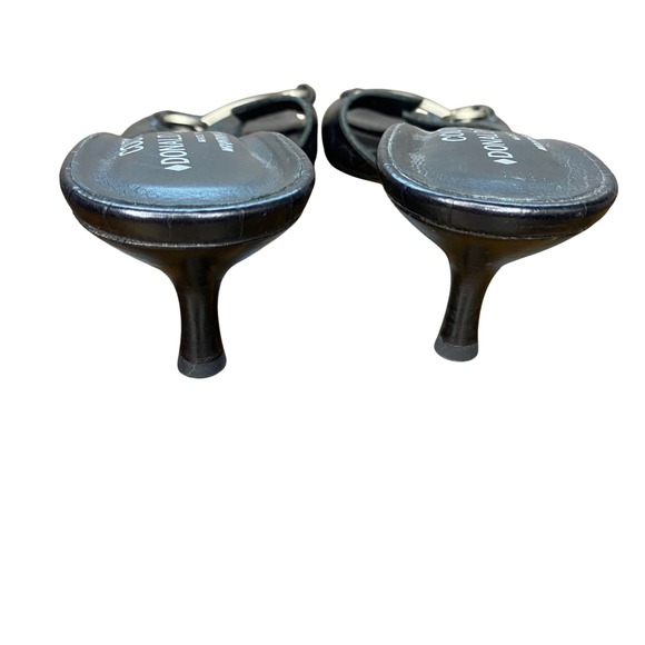 Donald J Pliner Couture‎ Black Leather Mules Kitten Heels Sandals Size 7N - Picture 7 of 14